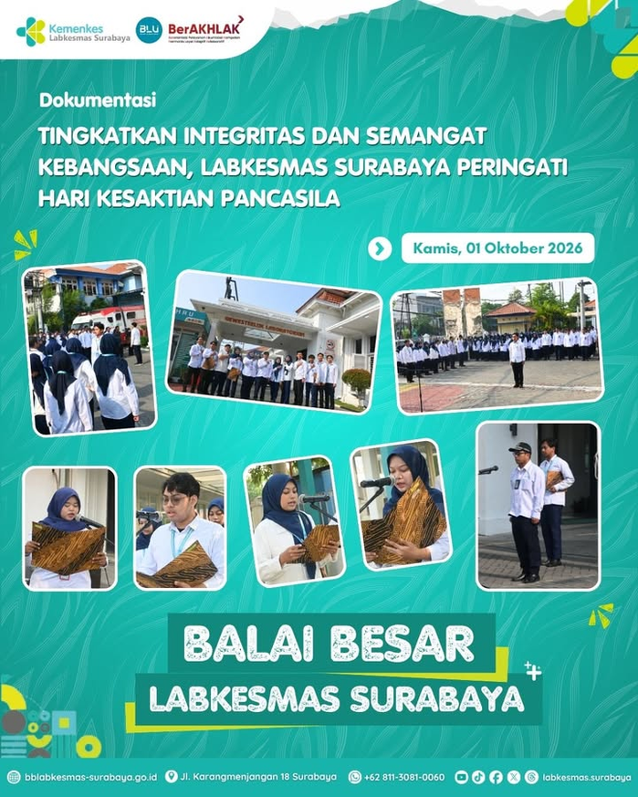 Tingkatkan Integritas dan Semangat Kebangsaan, Labkesmas Surabaya Peringati Hari Kesaktian Pancasila